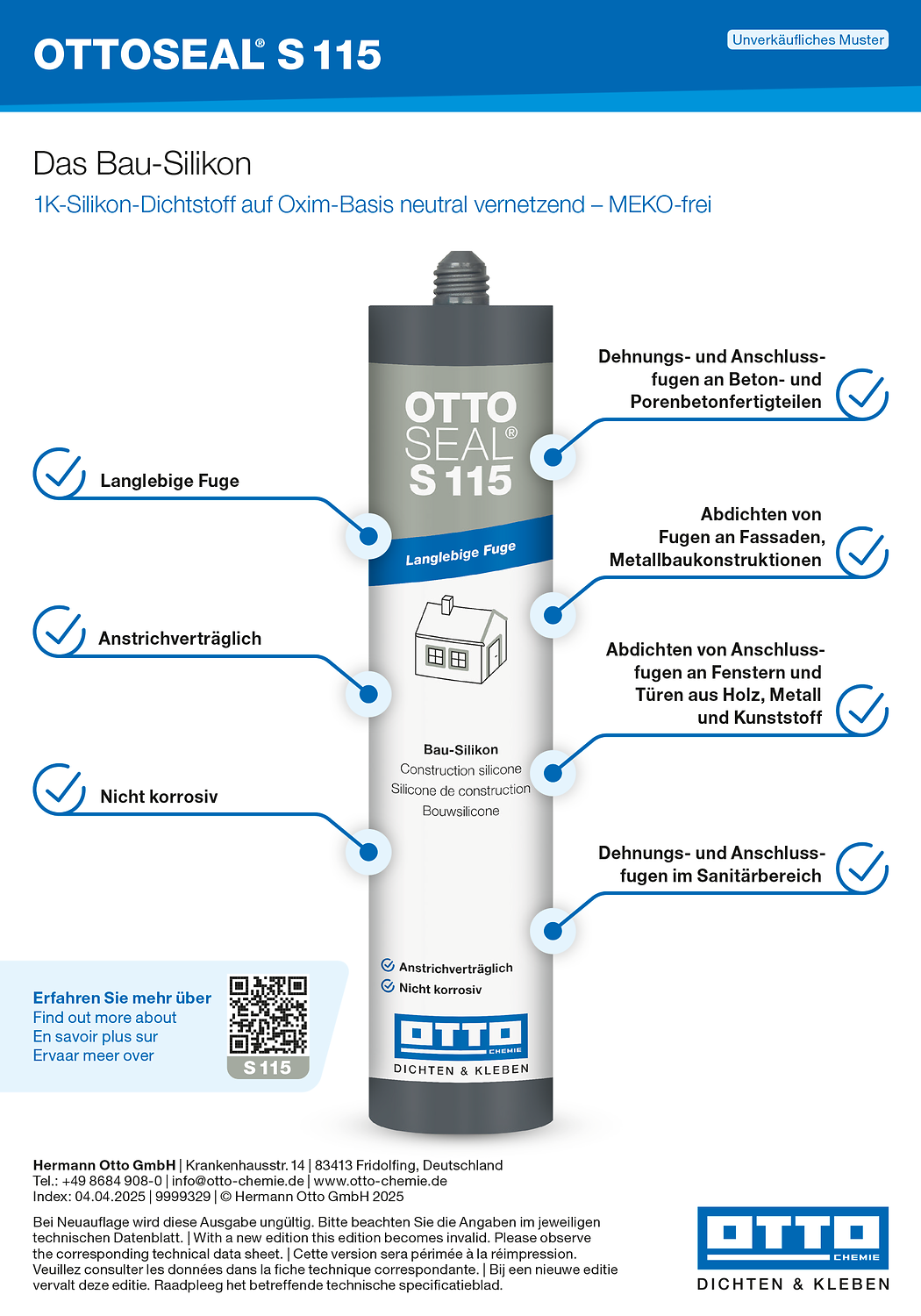 Ottoseal® S115 Verarbeiter-Farbtafel