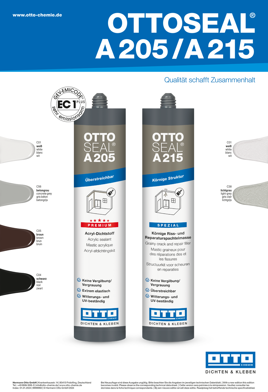 OTTOSEAL® A 205 Der Premium-Acryl-Dichtstoff