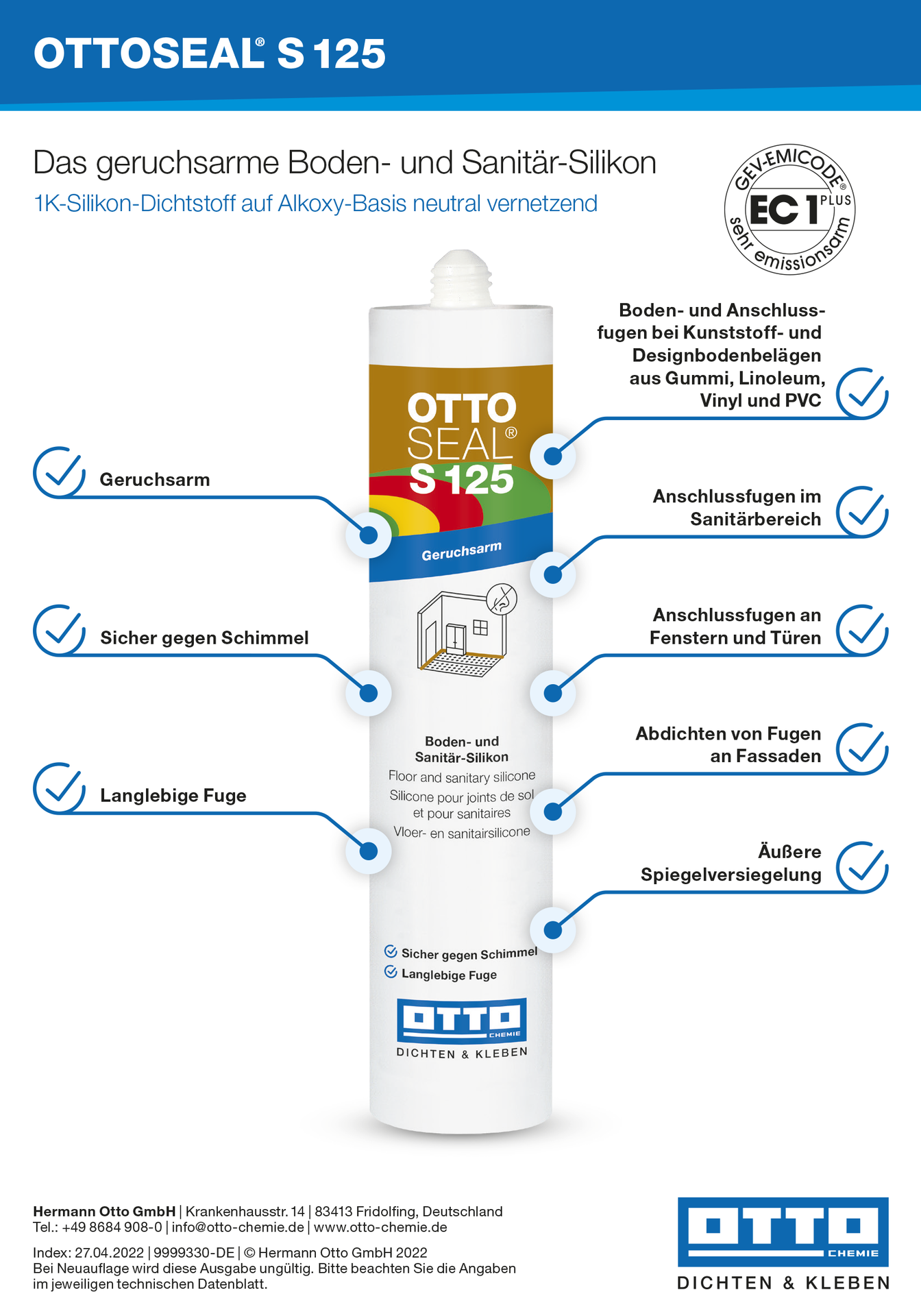OTTOSEAL® S125 Das Boden- und Sanitär-Silikon 310 ml