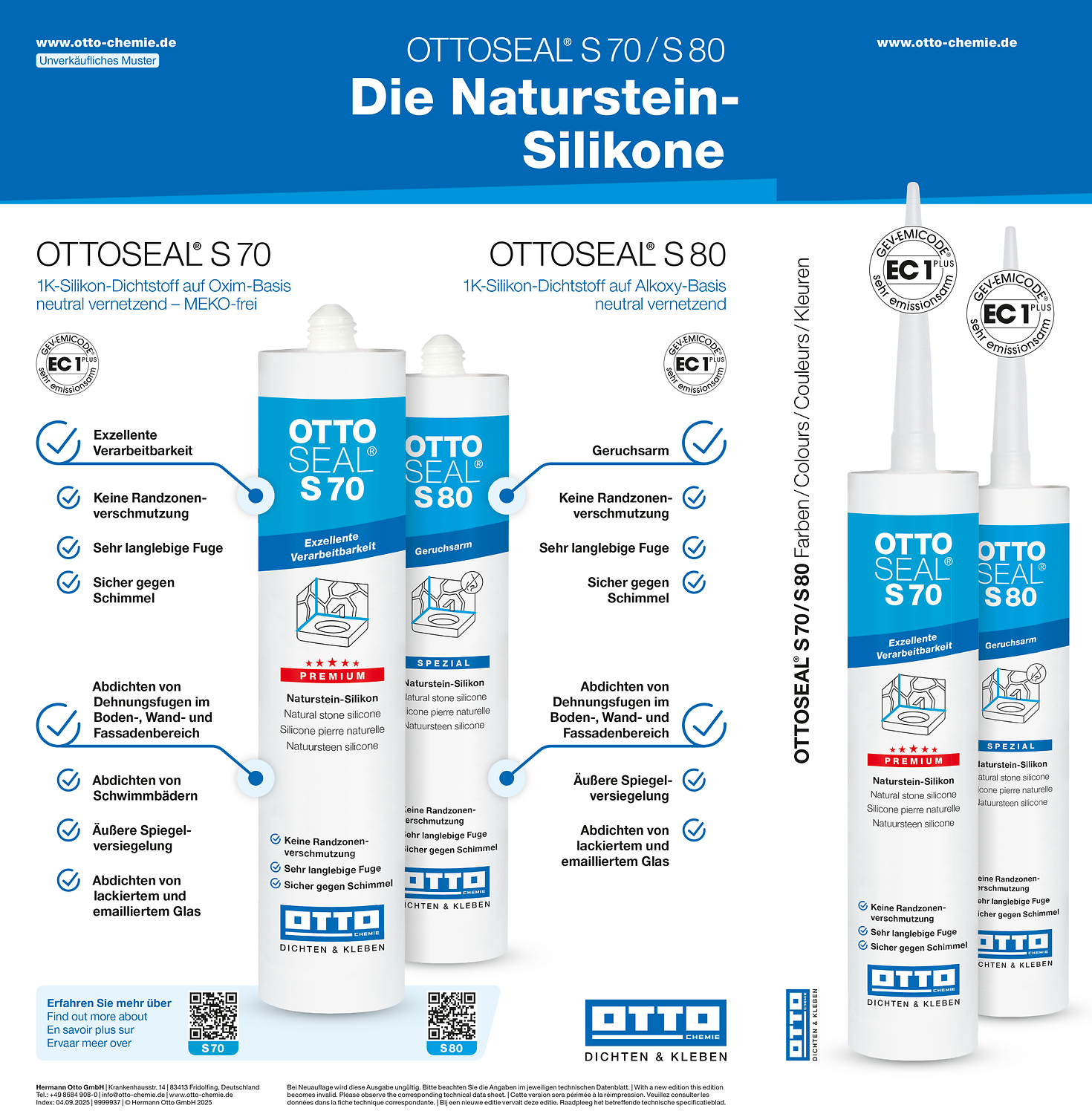 Ottoseal® S70 / S80 Farbtafel