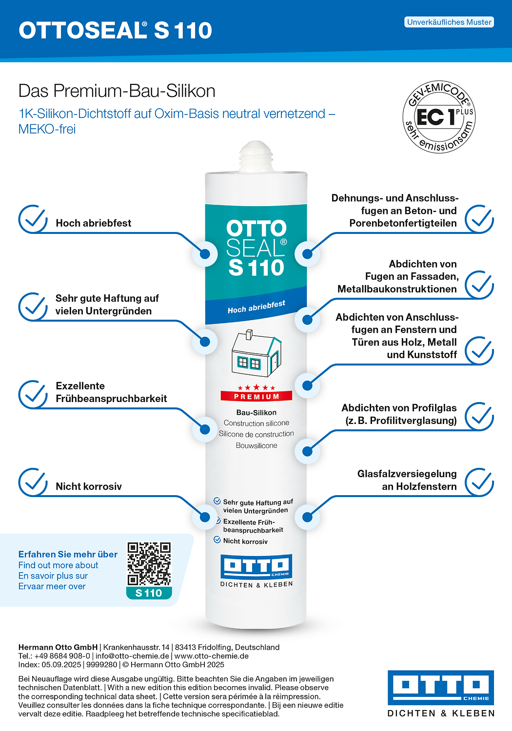 Ottoseal® S110 Verarbeiter-Farbtafel
