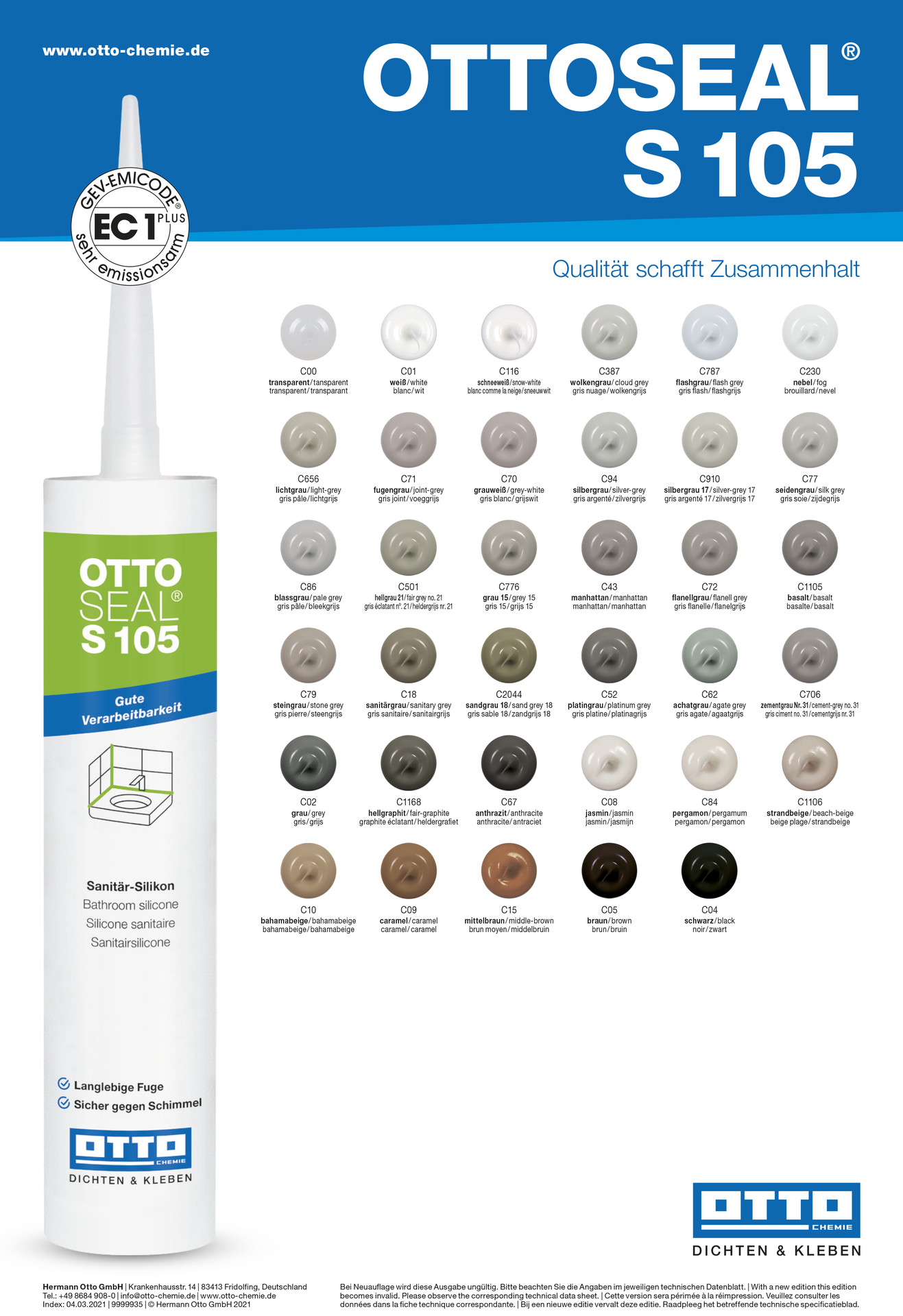 OTTOSEAL® S105 Das alternative Sanitär-Silicon 310 ml