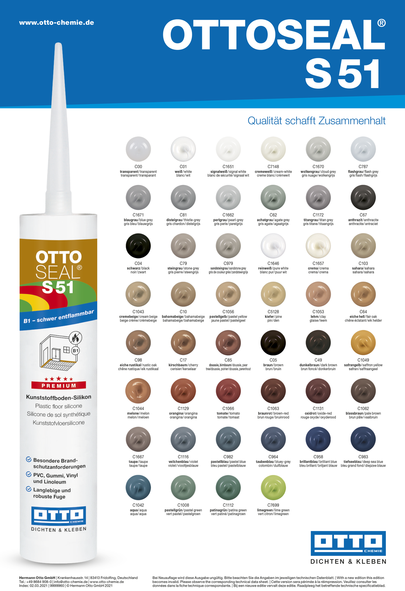OTTOSEAL® S51 - Das Silicon für PVC-, Gummi- und Linoleumböden 310 ml